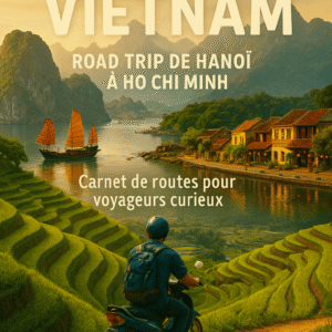 Couverture de l'ebook Trésors du Vietnam – Road trip de Hanoï à Ho Chi Minh, carnet de voyage illustré par Georges Boubet