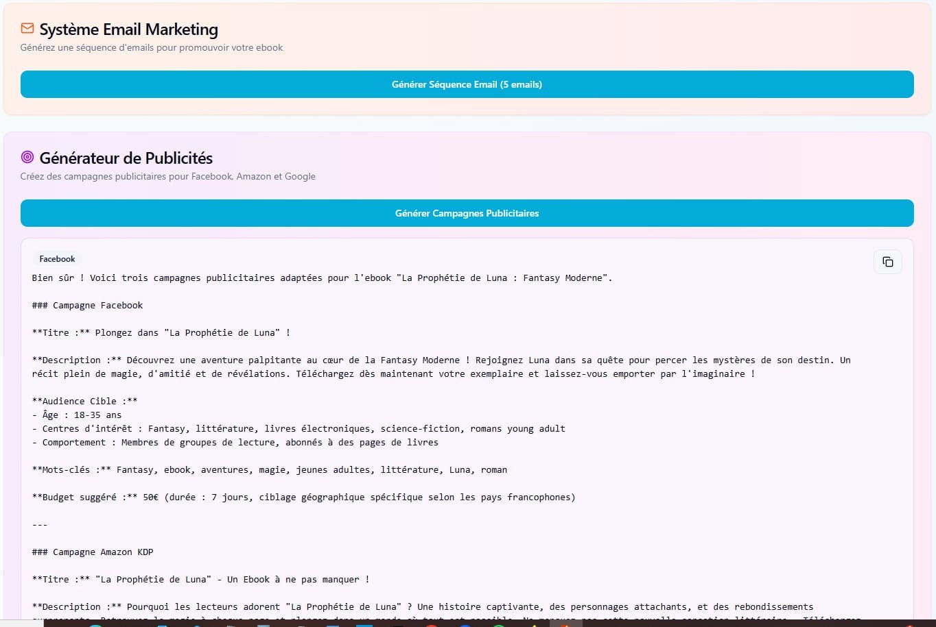 Calendrier éditorial social + emails