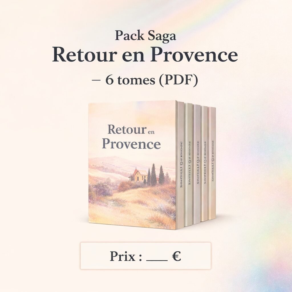 La collection complète Retour en Provence regroupe les 6 tomes en format numérique PDF, pour une lecture continue et immersive.